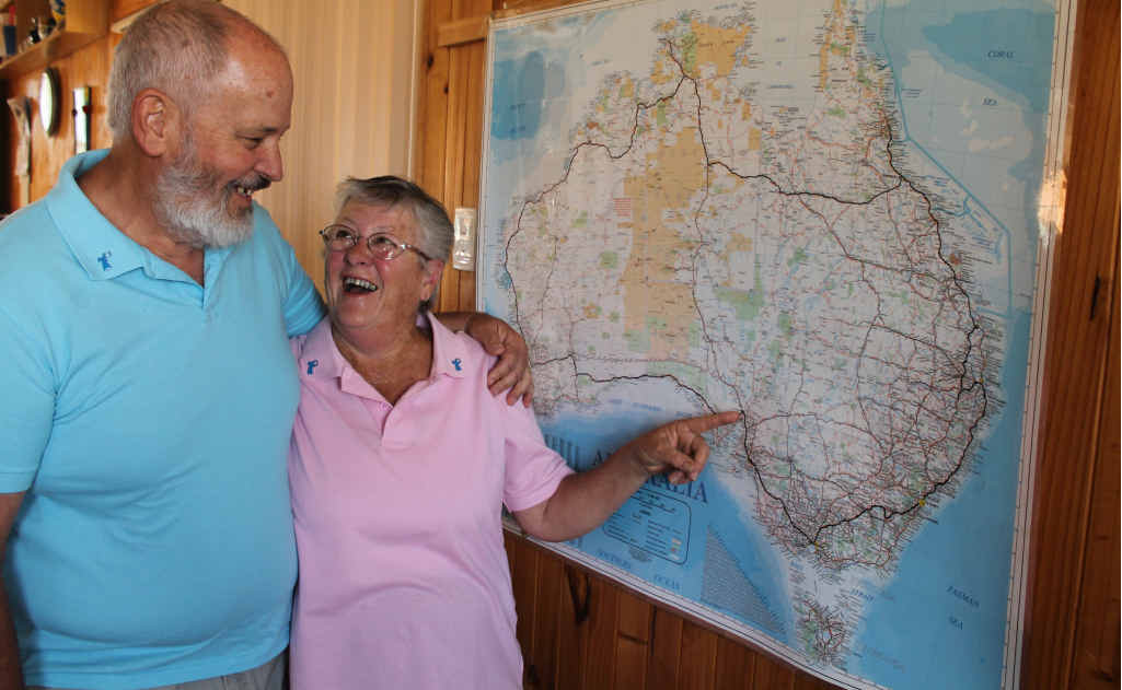 FIGHTING TOGETHER: Inspired by husband Ian, who was diagnosed with prostate cancer, Christine Robins is making a mammoth fundraising trek around Australia. FIGHTING TOGETHER: Inspired by husband Ian, who was diagnosed with prostate cancer, Christine Robins is making a mammoth fundraising trek around Australia.